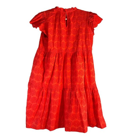 Crown & Ivy Womens Dress Orange Eyelet Lace Lined Cap Sleeves Ruffle Size XL NWT - Picture 2 of 7